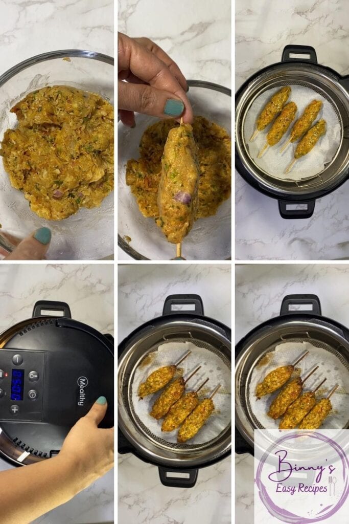 Step By step Instructions to make seekh kabab in Air Fryer
