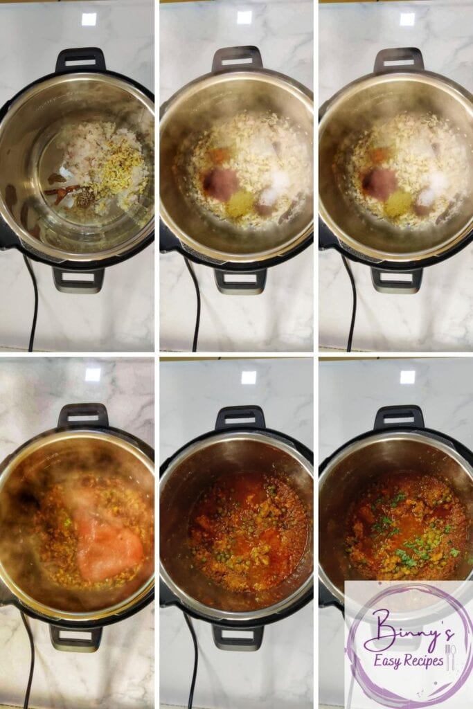 Step by step instructions of how to make the Keema mutter in instant pot