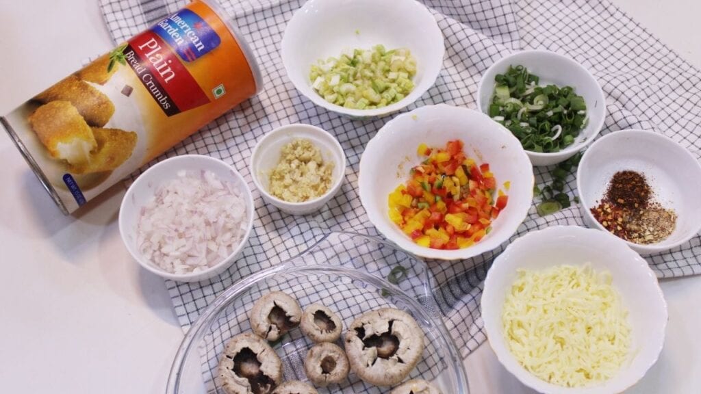 Ingredients Of Stuffed Cheesy Mushrooms
