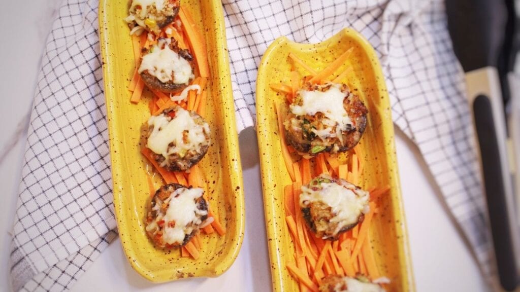 Stuffed Cheesy Mushrooms In a Plate