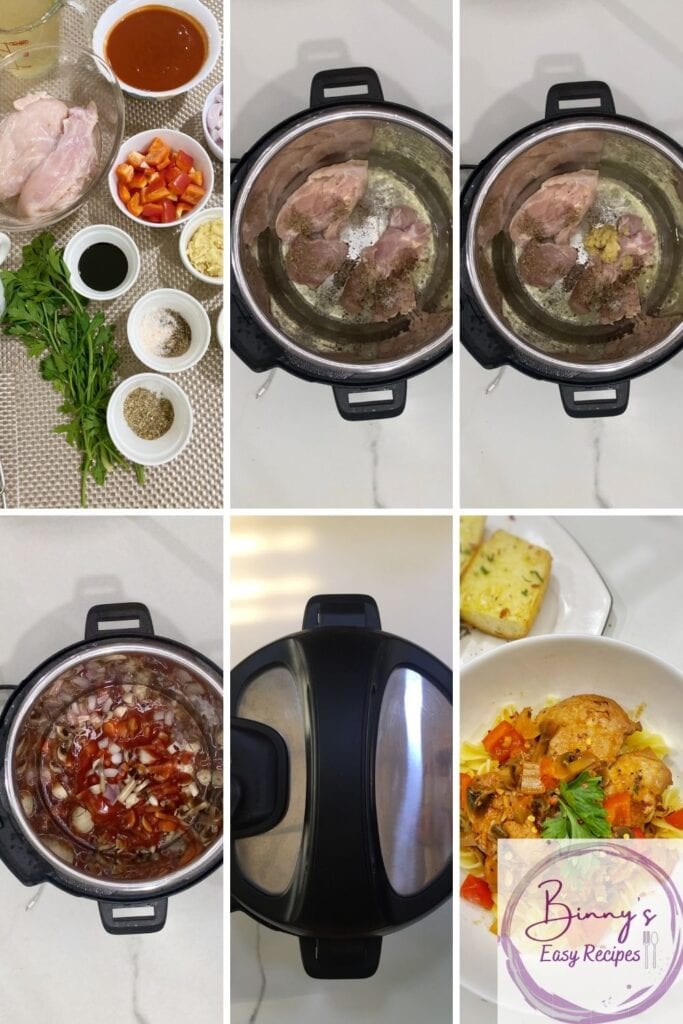 Step by step of Chicken cacciatore