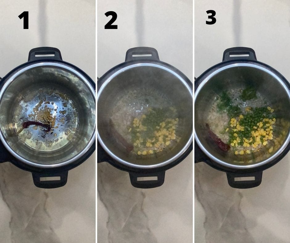 Step by step of vegetable semolina Upma