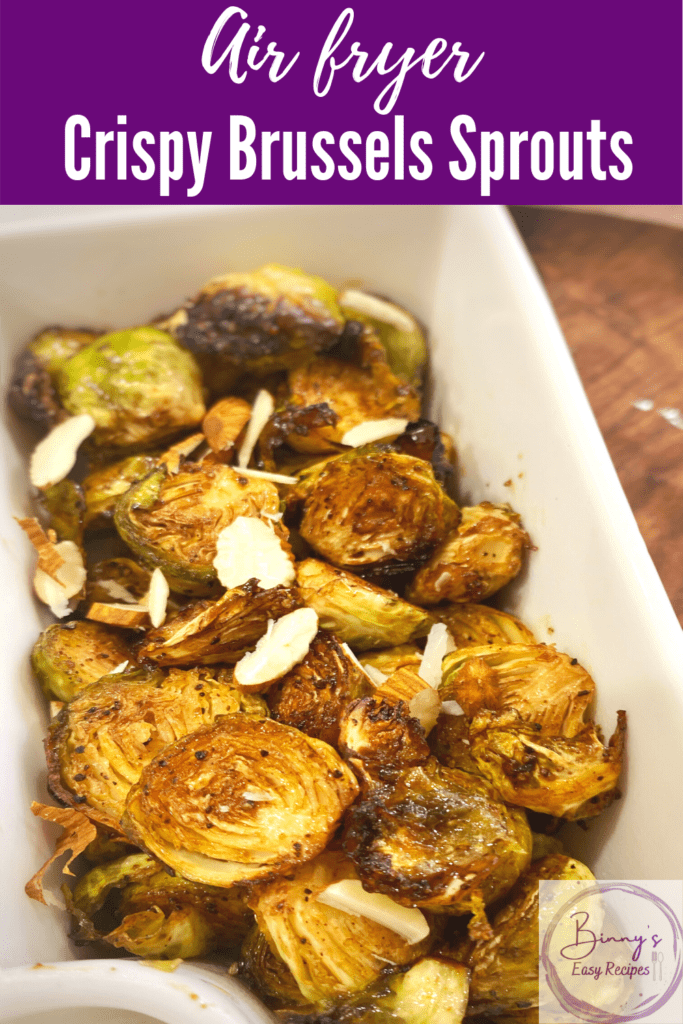 Pinterest pin Air fryer Crispy Brussels Sprouts